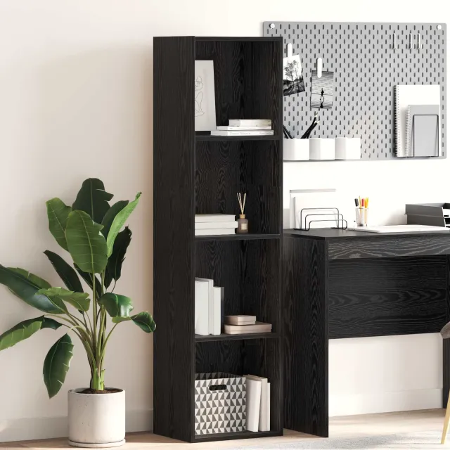 vidaXL Boekenkast 4-laags 40 x 30 x 152 cm Bewerkt hout Zwart Eiken