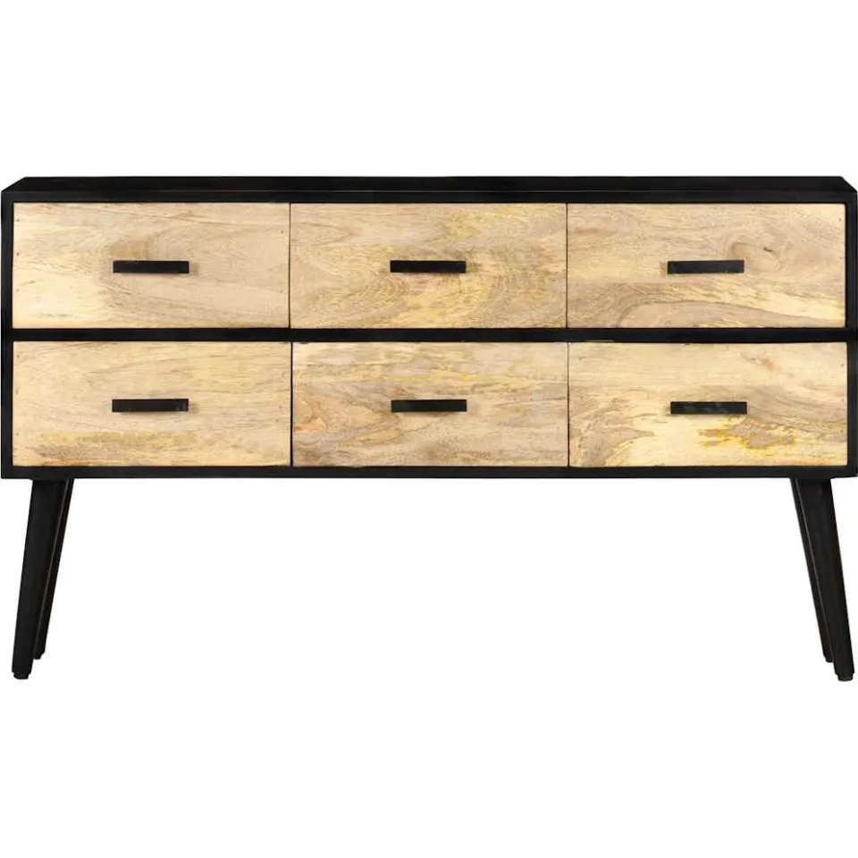 vidaXL Dressoir 110x33x64 cm massief mangohout bruin, foto 2