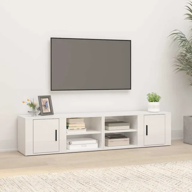 vidaXL Tv-meubels 2 st 80x31,5x36 cm bewerkt hout hoogglans wit, foto 2