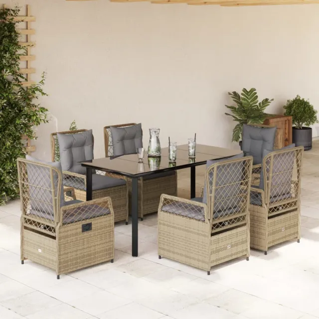 vidaXL 7-delige Tuinset met kussens poly rattan beige, foto 2