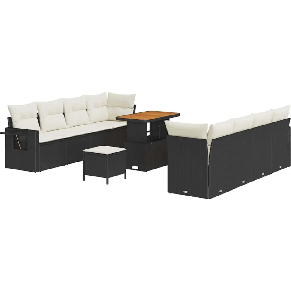 vidaXL Tuin Sofa Set 11 st Zwart Poly riet