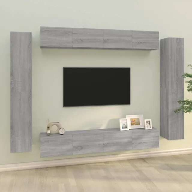 vidaXL 8-delige Tv-meubelset bewerkt hout grijs sonoma eikenkleurig, foto 2