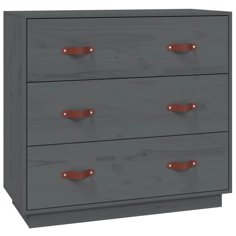 vidaXL Dressoir 80x40x75 cm massief grenenhout grijs