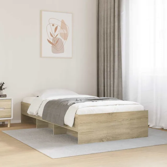 vidaXL Bedframe zonder matras hout sonoma eikenkleurig 75x190 cm Bruin