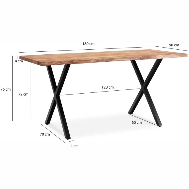 Wohnling Eettafel acaciahout zwart 180x90 cm - WL7.254 Zie omschrijving