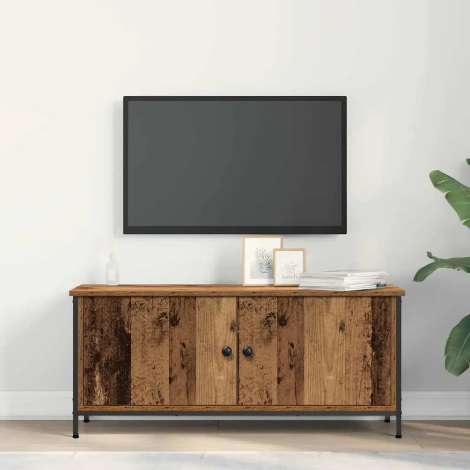 vidaXL TV-kast 100 x 35 x 45 cm Oud Hout Bewerkt hout bruin, foto 4