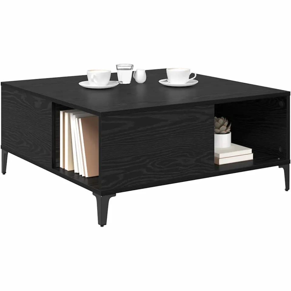 vidaXL Salontafel Zwart Eiken 80 x 80 x 36,5 cm Bewerkt hout, foto 3