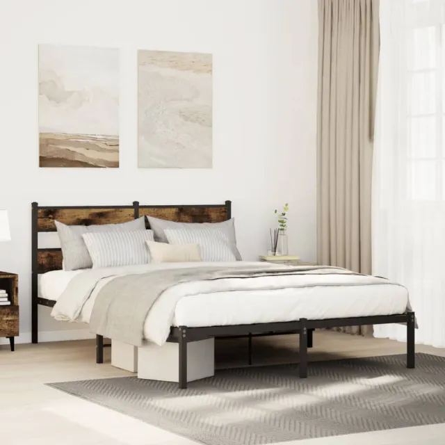 vidaXL Bedframe zonder matras metaal gerookt eikenkleurig 160x200 cm