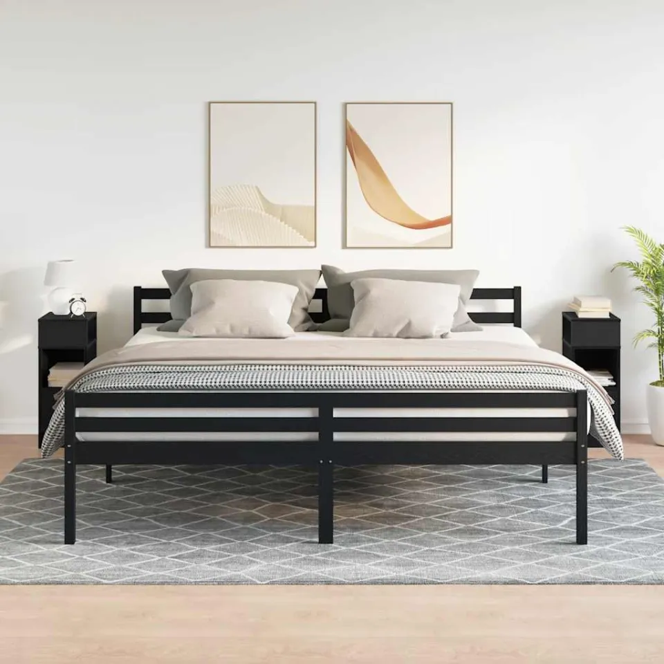 vidaXL Nachtkastjes 2 st met lade 25x31x66 cm zwart, foto 2