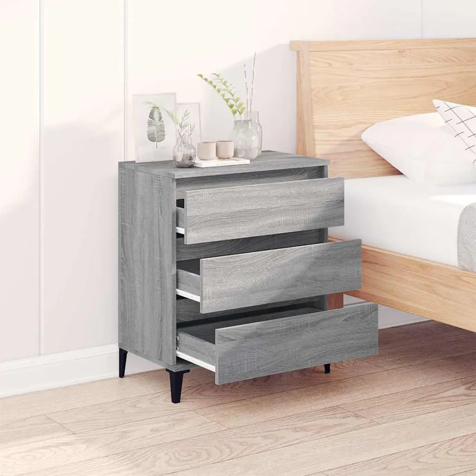 vidaXL Dressoir 60x35x70 cm bewerkt hout grijs sonoma eikenkleurig, foto 3