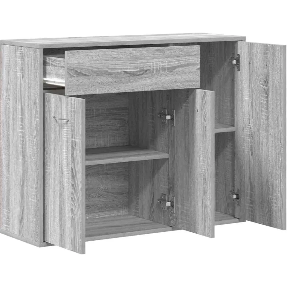 vidaXL Dressoir 88x30x70 cm bewerkt hout grijs sonoma eikenkleurig, foto 4