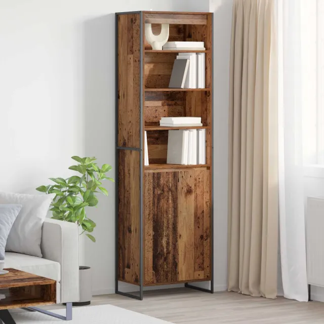 vidaXL Hoge Kasten Oud Hout 60 x 36 x 200 cm Bewerkt hout bruin