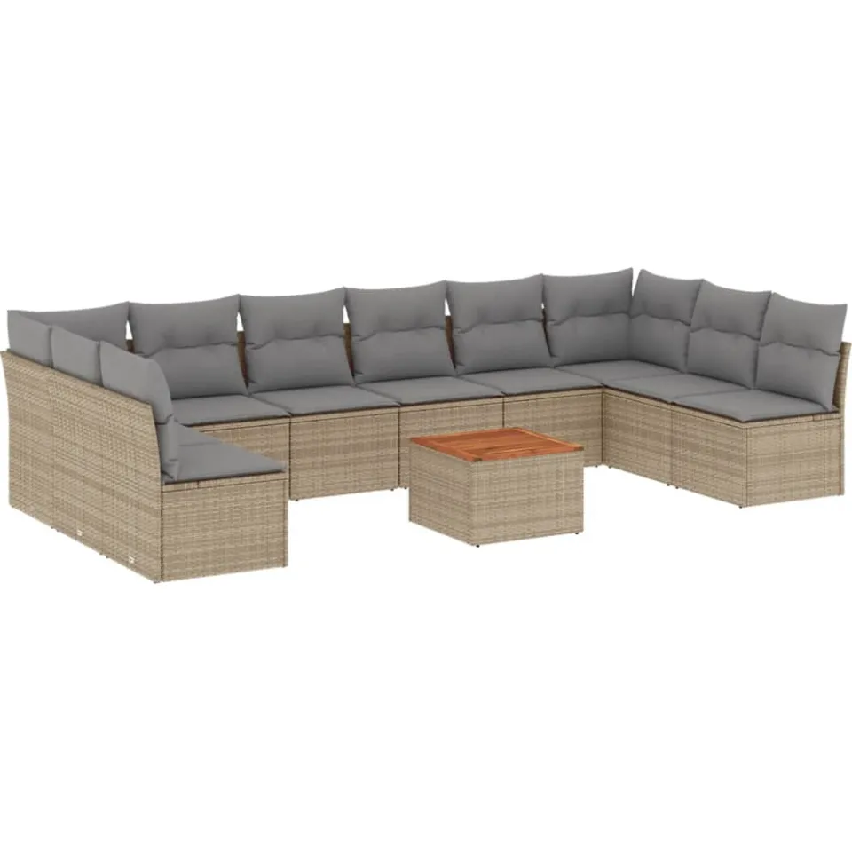 vidaXL Patio Sofa Set 10-zits Mix Beige en Lichtgrijs, foto 3