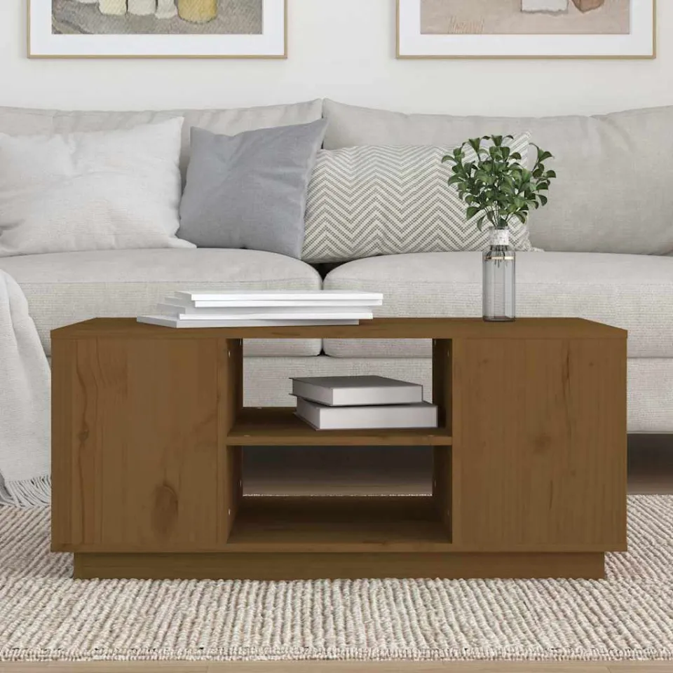 vidaXL Salontafel 90x49x40,5 cm massief grenenhout honingbruin bruin, foto 3