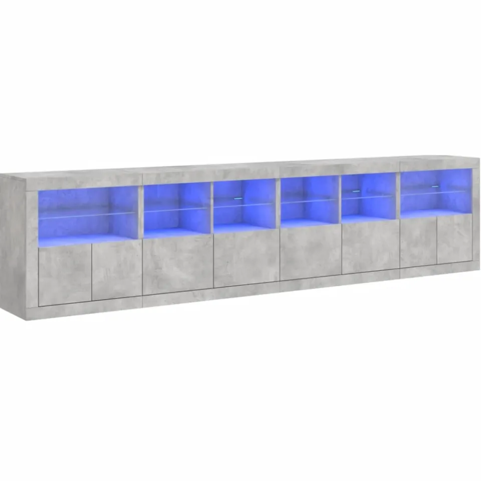 vidaXL Dressoir met LED-verlichting 283x37x67 cm betongrijs grijs, foto 3