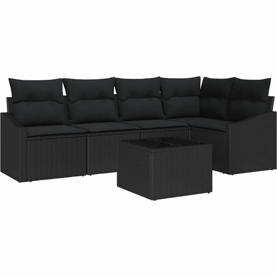 vidaXL Bankstel 6 st Zwart poly rattan