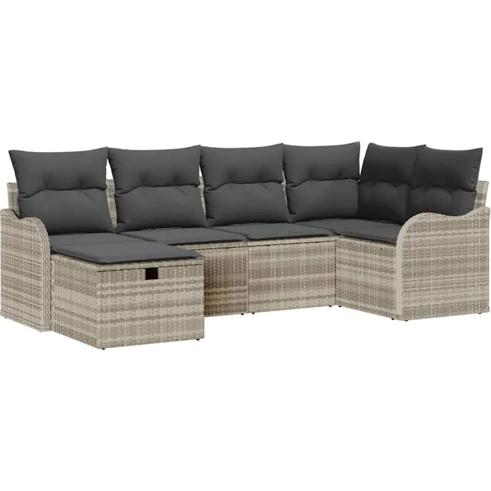 vidaXL Tuin Sofa Set 6 st Poly riet zwart