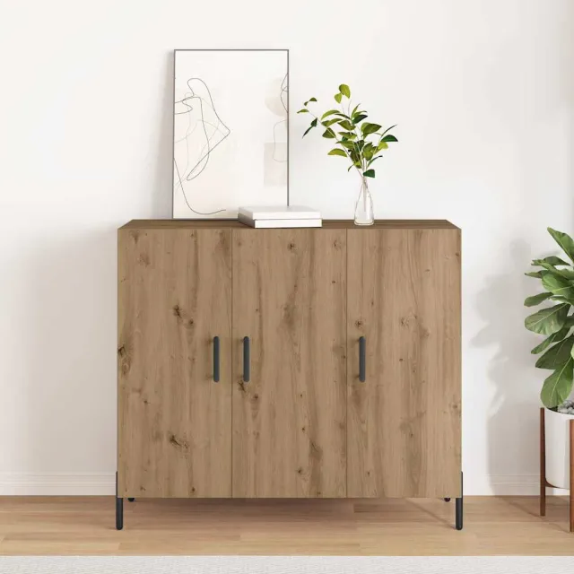 vidaXL Dressoir Artisan Eiken 90 x 34 x 80 cm Bewerkt hout, foto 2