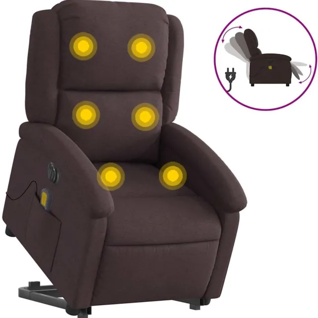 vidaXL Sta-op-massagestoel - elektrisch - verstelbaar - stof - donkerbruin