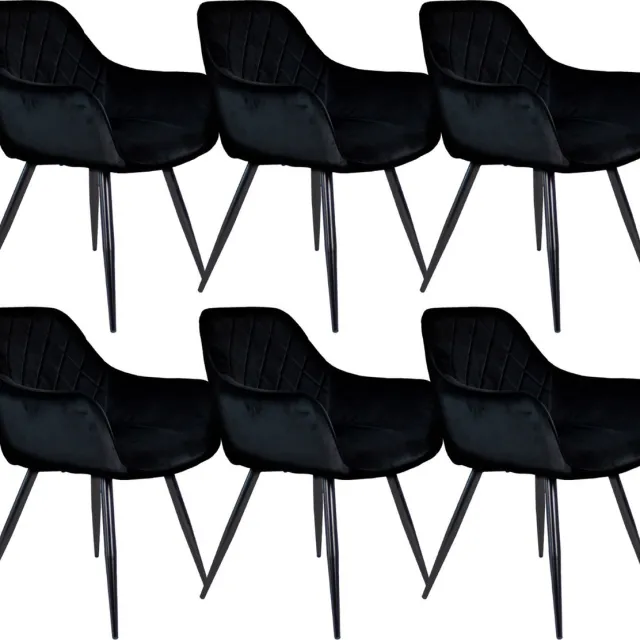 Kick Collection set van 6 Kick eetkamerstoel Monza - Zwart