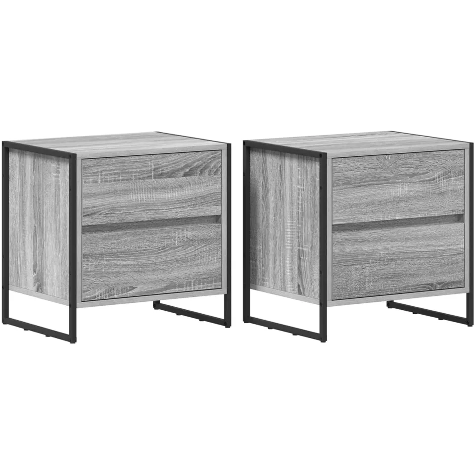 vidaXL Nachtkastje 2 st Grijs Sonoma 50 x 39,5 x 50 cm Bewerkt hout, foto 3