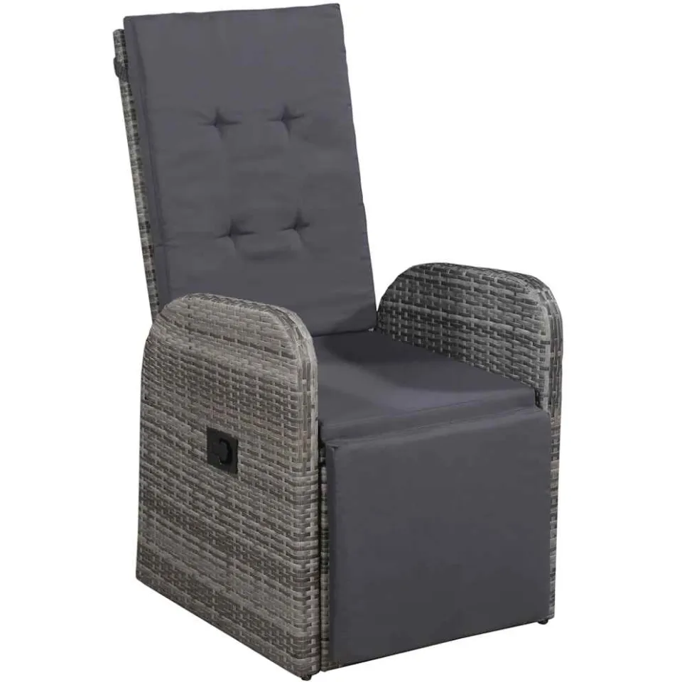 vidaXL 3-delige Bistroset met kussens poly rattan grijs, foto 2