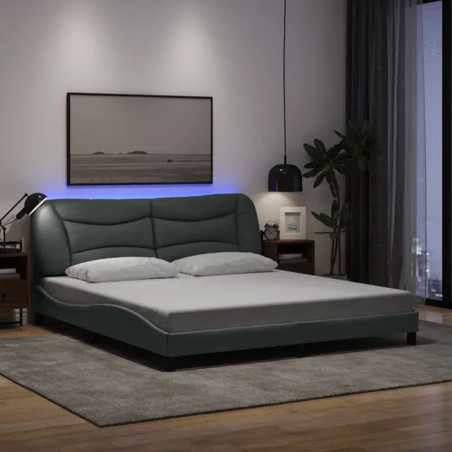 vidaXL Bedframe met LED zonder matras "Hvar" stof 180x200 cm lichtgrijs