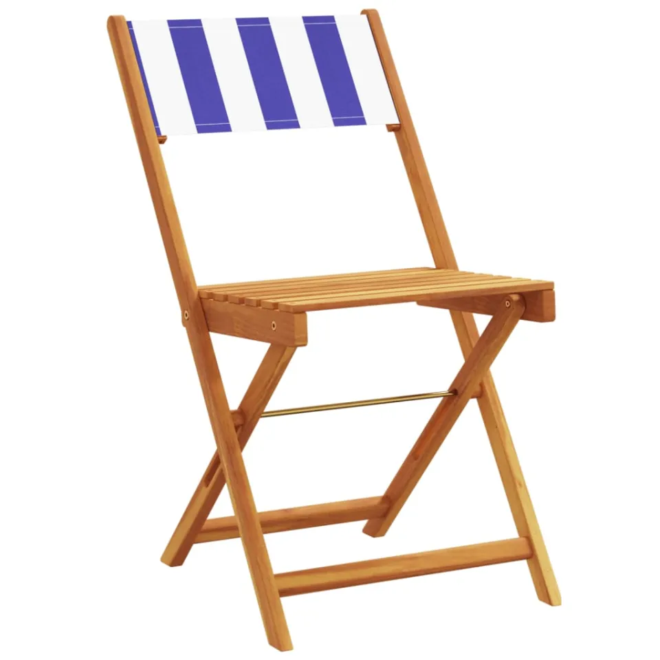 vidaXL 3-delige Bistroset stof en massief hout blauw en wit, foto 3