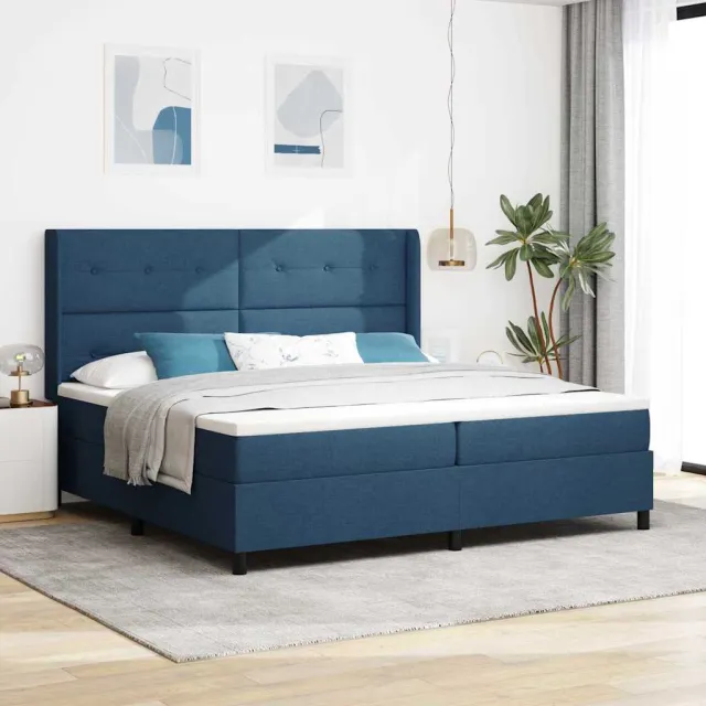 vidaXL Boxspringbed met kussen met hoofdeinde Blauw 200 x 200 cm Stof