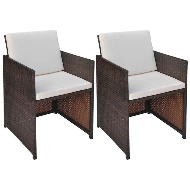 vidaXL Tuinstoelen 2 st met kussens poly rattan bruin