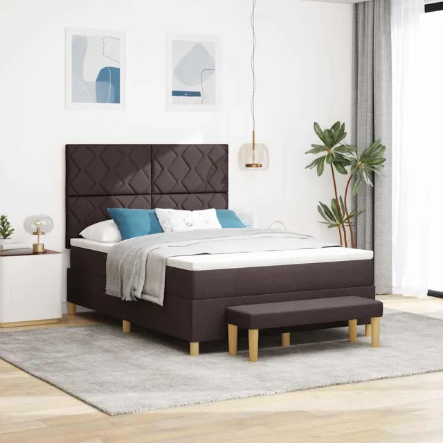 vidaXL Boxspring bed met hoofdeinde Donkerbruin 200 x 160 cm Stof