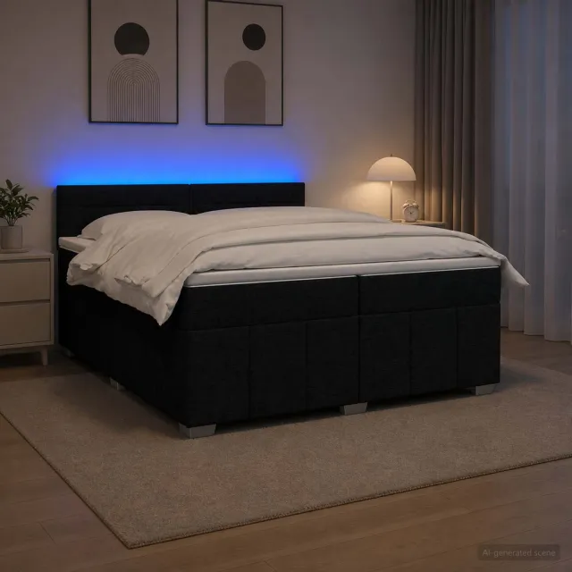 vidaXL Boxspringbed met matras met hoofdeinde Zwart 200 x 200 cm Stof