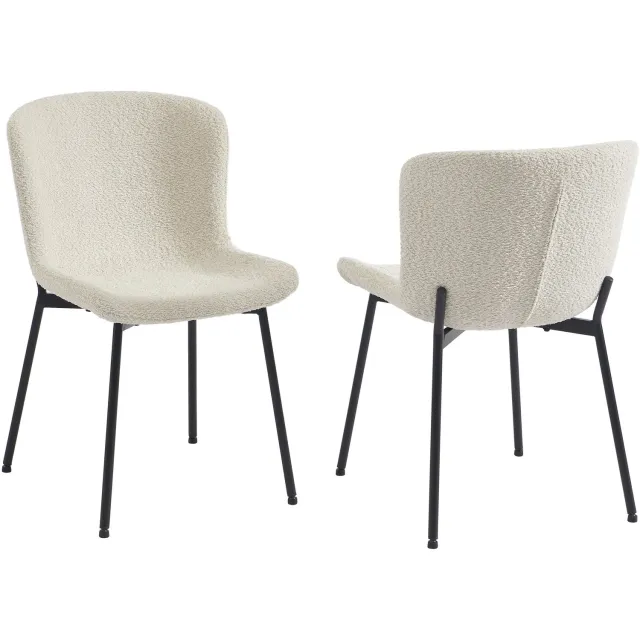 BAITA BAÏTA - GIJA - Eetkamerstoelen - Set van 2 - Beige stof - Zwarte poten