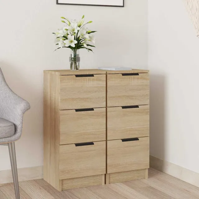 vidaXL Dressoirs 2 st 30x30x70 cm bewerkt hout sonoma eikenkleurig, foto 2