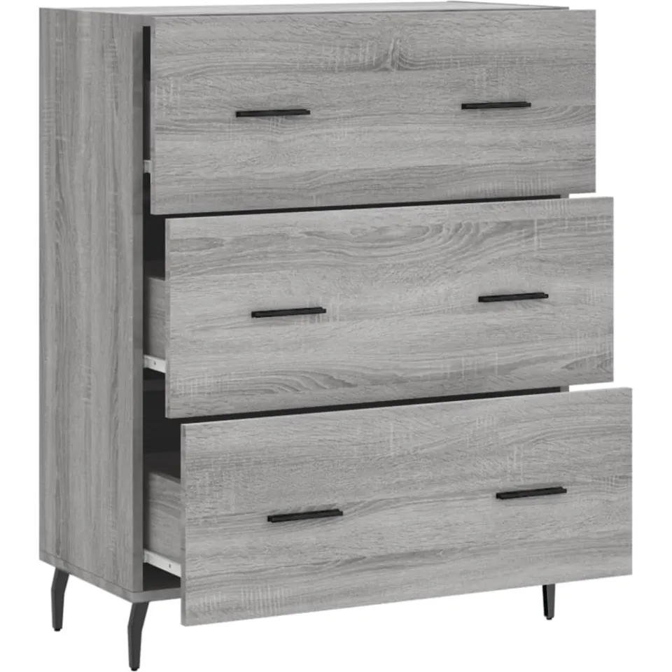 vidaXL Dressoir 69,5x34x90 cm bewerkt hout grijs sonoma eikenkleurig, foto 4