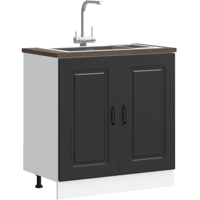 vidaXL Spoelbakonderkast Kalmar 80x46x81,5 cm bewerkt hout zwart