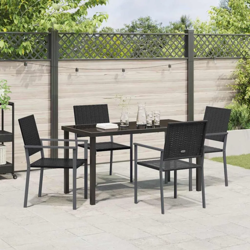 vidaXL Tuin eettafelset 5 st Zwart PE Rattan, foto 3