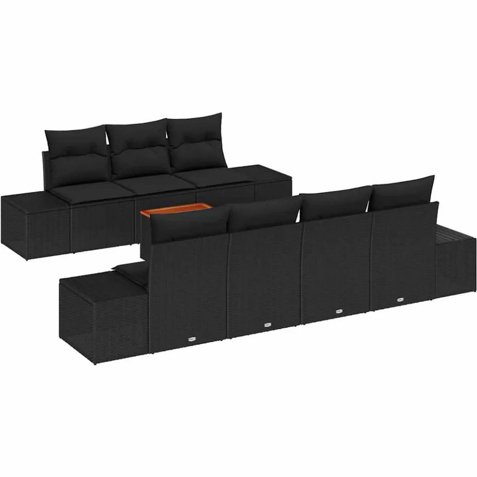 vidaXL Tuinbankenset 8 st Zwart poly rattan