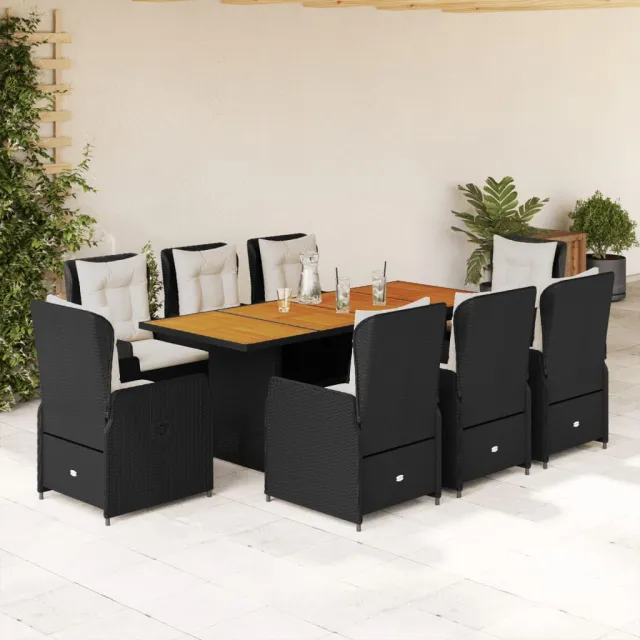 vidaXL 9-delige Tuinset poly rattan zwart, foto 2