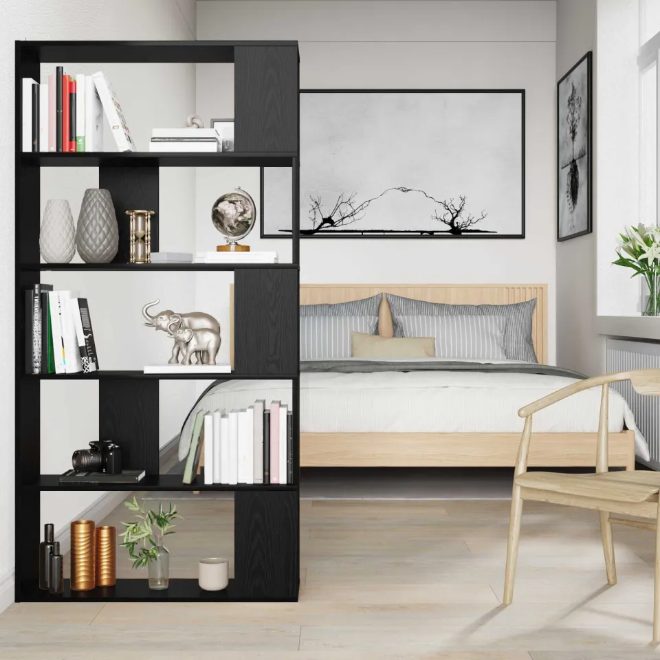 vidaXL Boekenkast 80 x 24 x 159 cm Bewerkt hout Zwart Eiken, foto 3