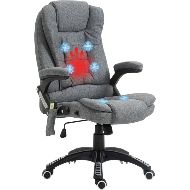 GranMaison Massagestoel - Relaxfauteuil - Zetel - Stof - 1 persoons - Met armleuning - Zeer comfortabel - Elektrisch - Donkergrijs