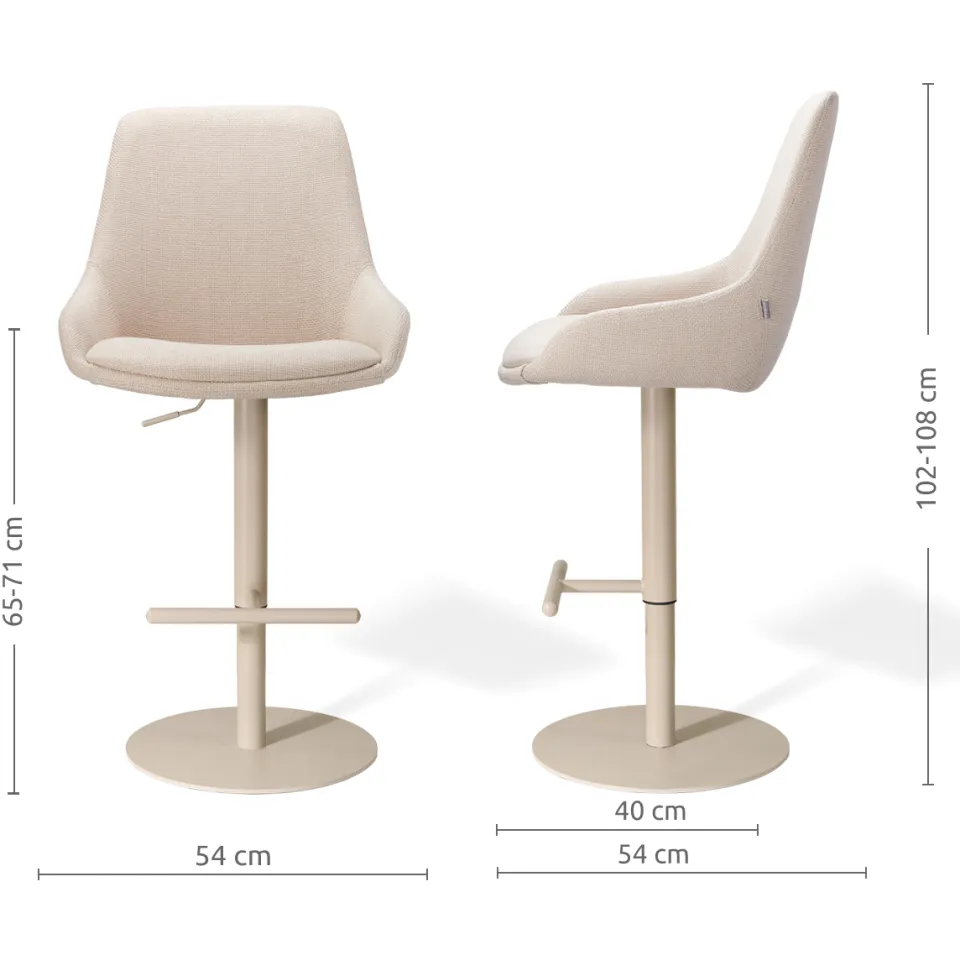 Nolon Niva-Isa draaibare tulp barkruk beige - verstelbaar - beige onderstel, foto 2