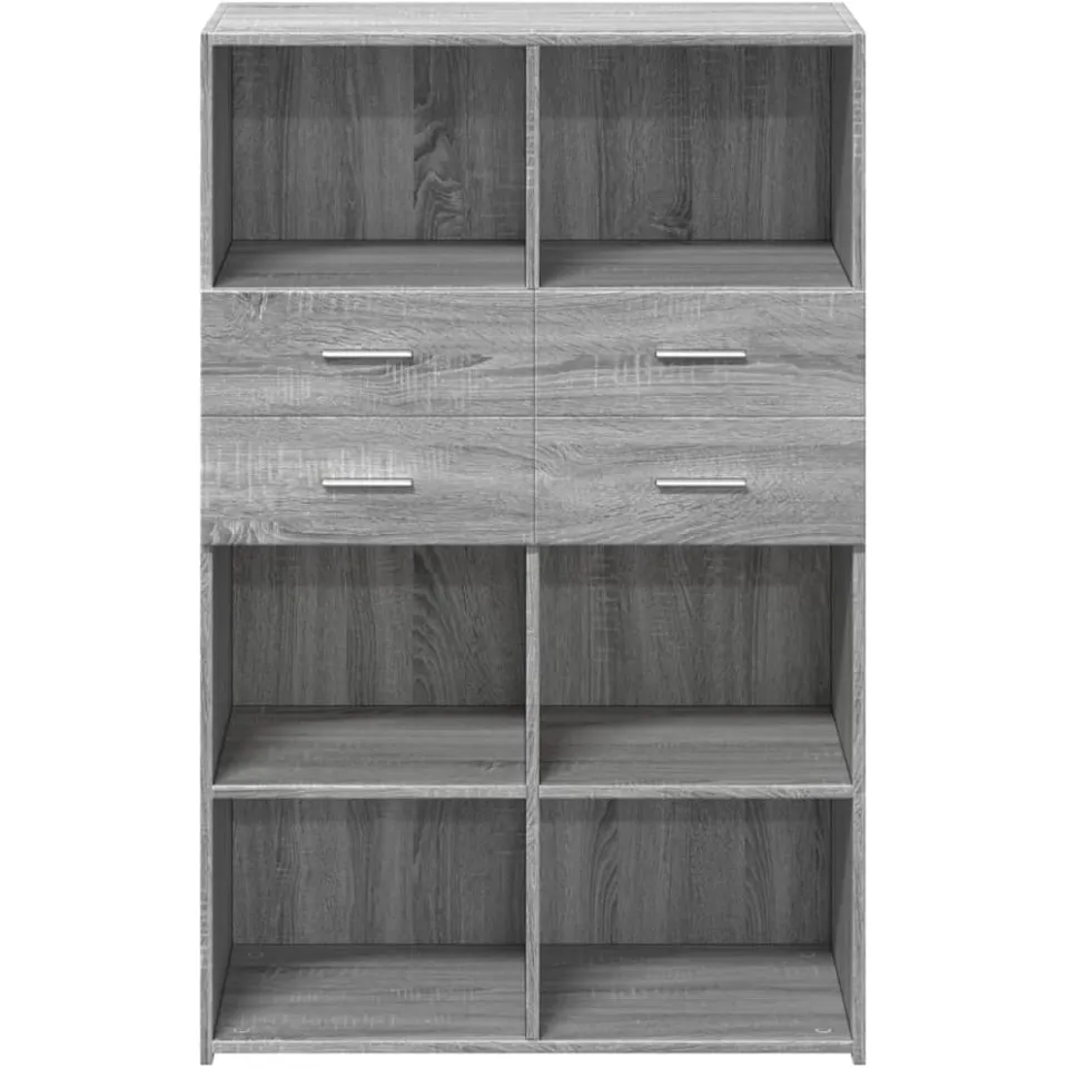 vidaXL Hoge kast 80x42,5x124 cm bewerkt hout grijs sonoma eikenkleurig