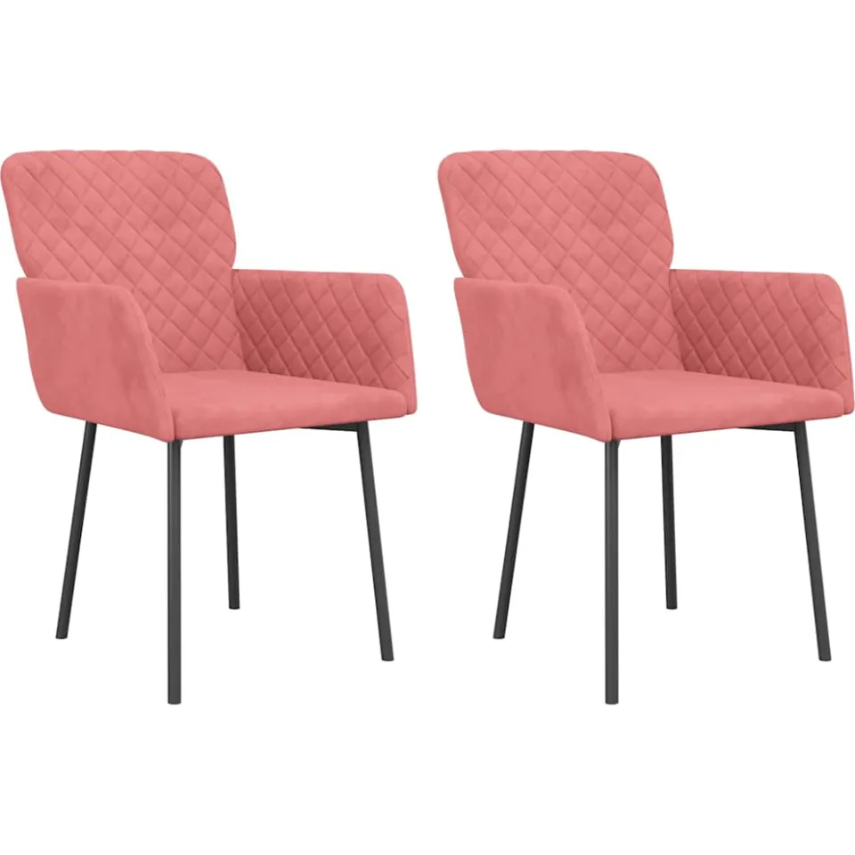 vidaXL Eetkamerstoelen 2 st fluweel roze