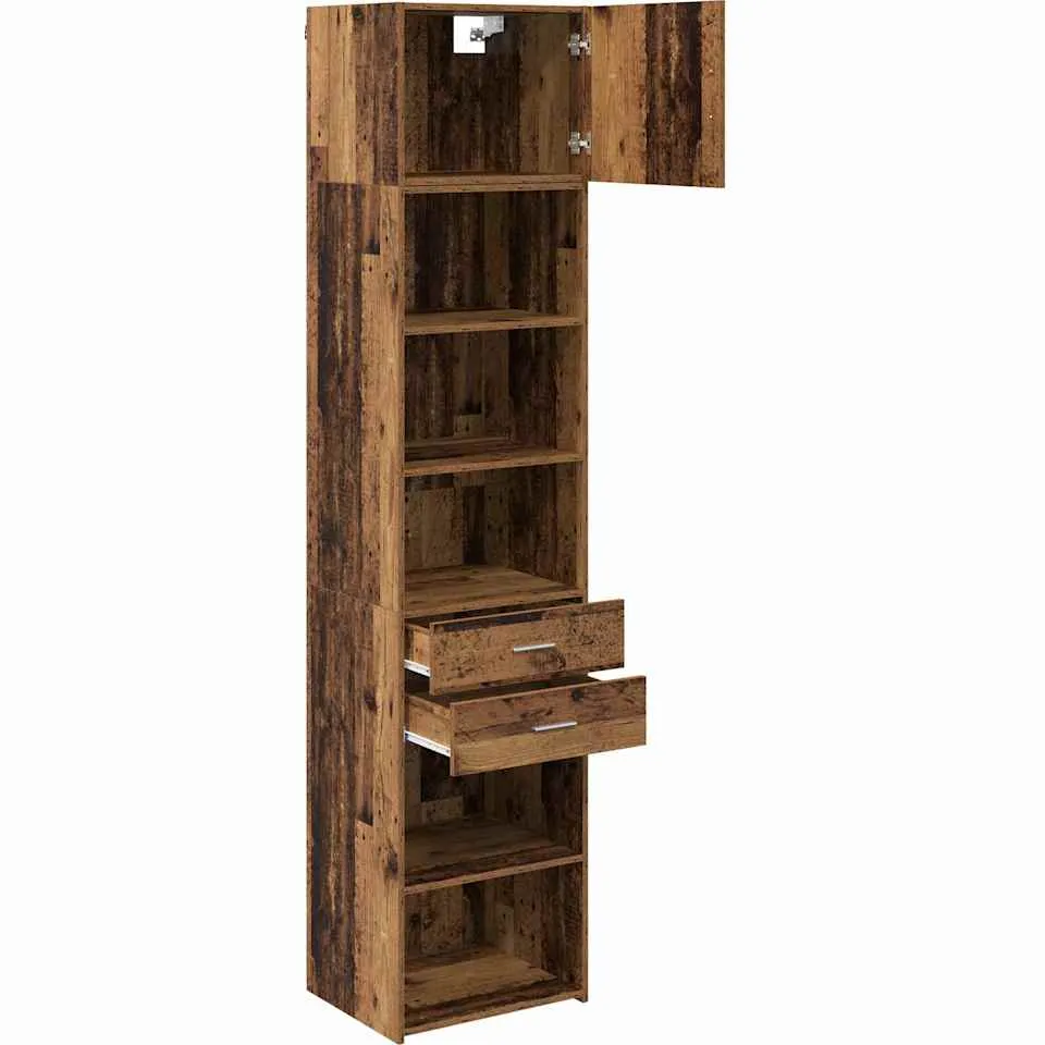 vidaXL Highboard Oud Hout 50 x 42,5 x 225 cm Bewerkt hout bruin, foto 3
