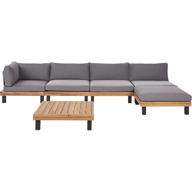 Beliani FRAZZANO - Loungeset - Grijs - Acaciahout