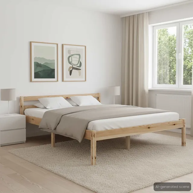vidaXL Bedframe massief grenenhout 140x200 cm Bruin