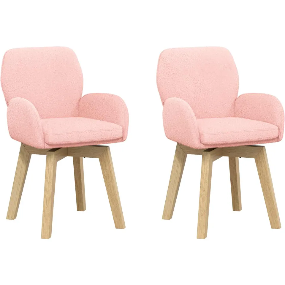 vidaXL Draai Eetstoelen 2 st Bouclé Roze 54 x 58 x 87 cm, foto 3