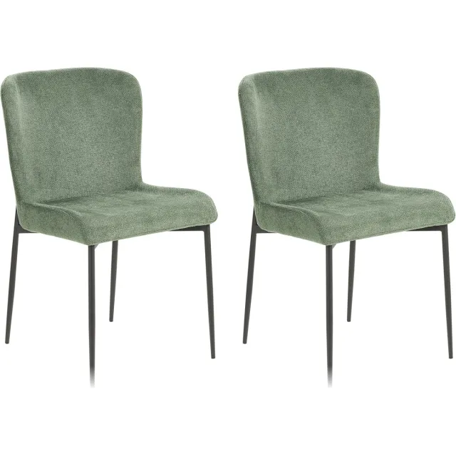 Beliani ADA - Eetkamerstoel set van 2 - Donkergroen - Polyester