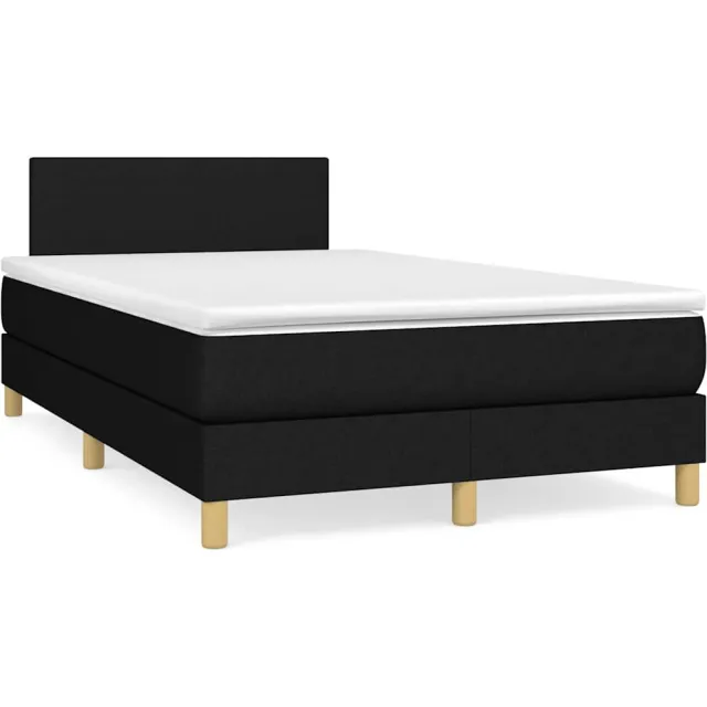 vidaXL Boxspring met matras en LED stof zwart 120x190 cm